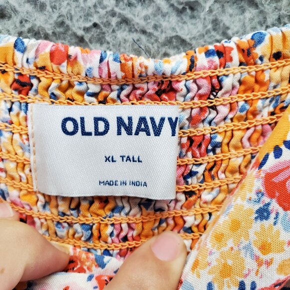 Old Navy Dress Womens XL Tall Orange Floral Spaghetti Strap Maxi Dress - Picture 2 of 5